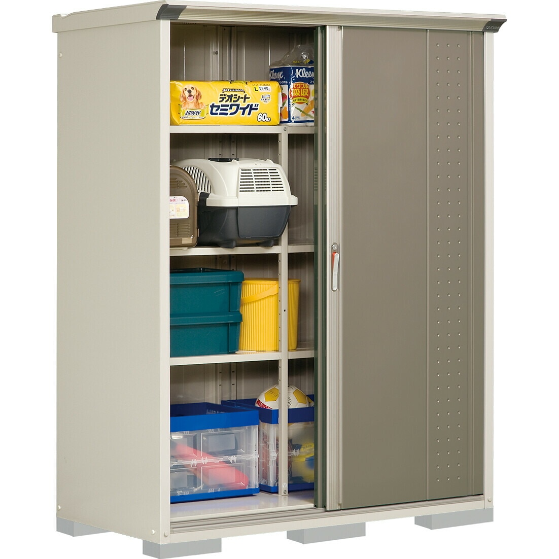 【送料無料】タクボ 小型物置 グランプレステージジャンプ GP-157AFCB カーボンブラウン 全面棚タイプ 【メーカー直送・代引不可・置配不可・配送地域限定】