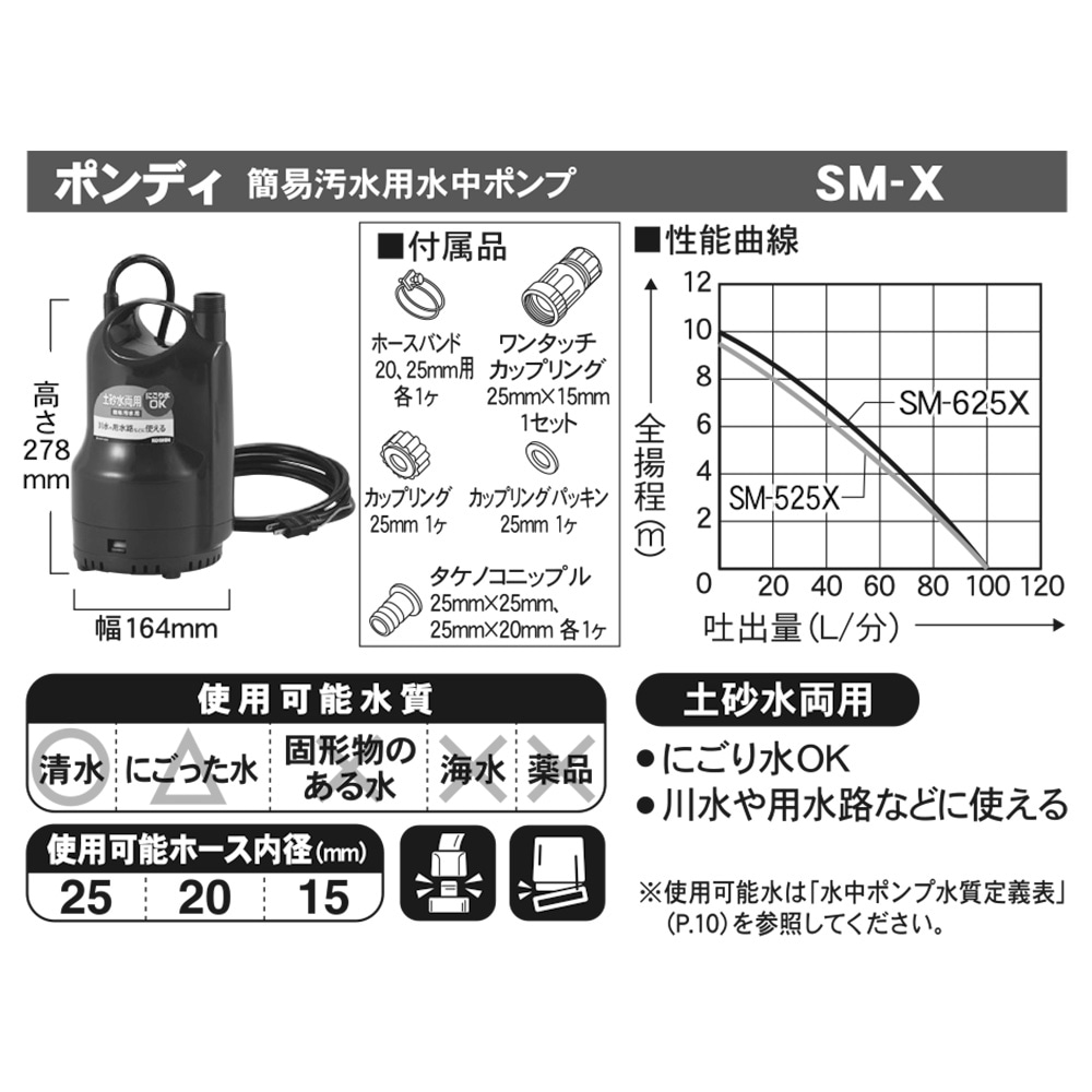 送料無料】工進 簡易汚水用水中ポンプ ポンディ SM-525X ［50Hz 東日本