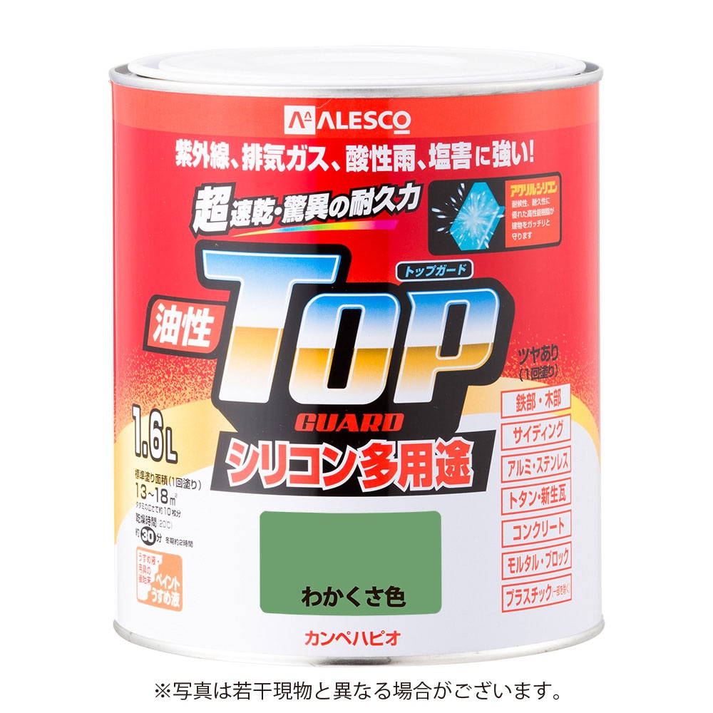 【送料無料】カンペハピオ 油性トップガード 1.6L わかくさ色