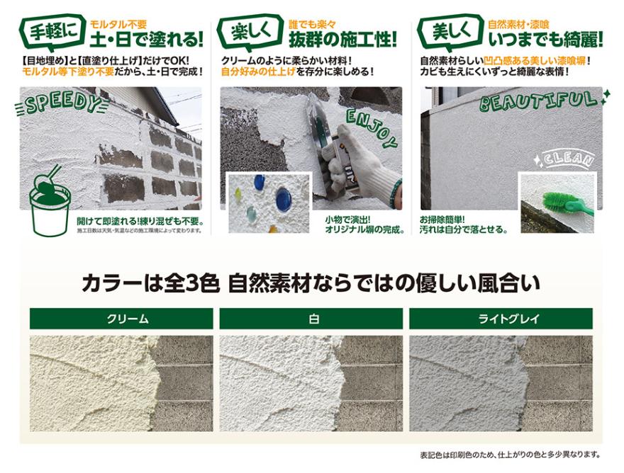 漆喰ヘイ！ヌレール（日本プラスター）新品 送料無料】日本プラスター 漆喰ヘイ！ヌレール ライトグレー色 16kg
