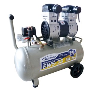 シンセイ 静音 オイルレス エアーコンプレッサー 100V電源 38L EWS-38