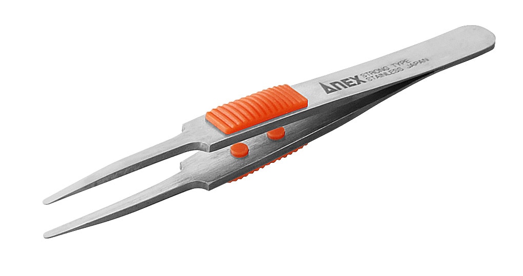 ANＥX アネックス ラバーグリップ付ステンレスピンセット No.211 先丸型 120mm