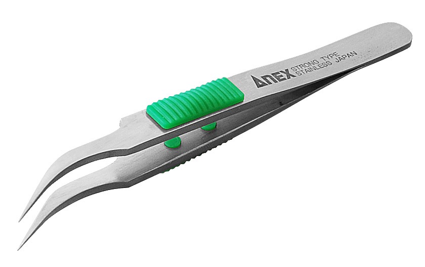 ANEX アネックス ラバ-グリップ付ステンレスピンセット No.215 先細鷲型 115mm