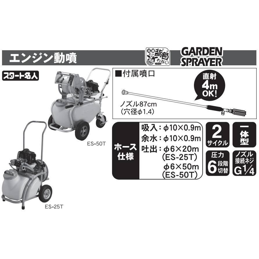 送料無料】工進 エンジン動噴 ガーデンスプレーヤー ES-25T 送料無料】工進 エンジン動噴 ガーデンスプレーヤー ES-25T