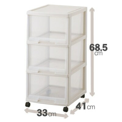 【送料無料】天馬 リビング収納 ユニフィット 深3段 カプチーノ キャスター付 収納ケース