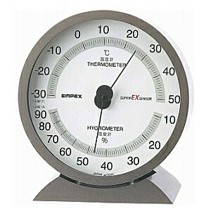 EMPEX エンペックス スーパーEX 高品質 温湿度計 メタリックグレー EX-2717