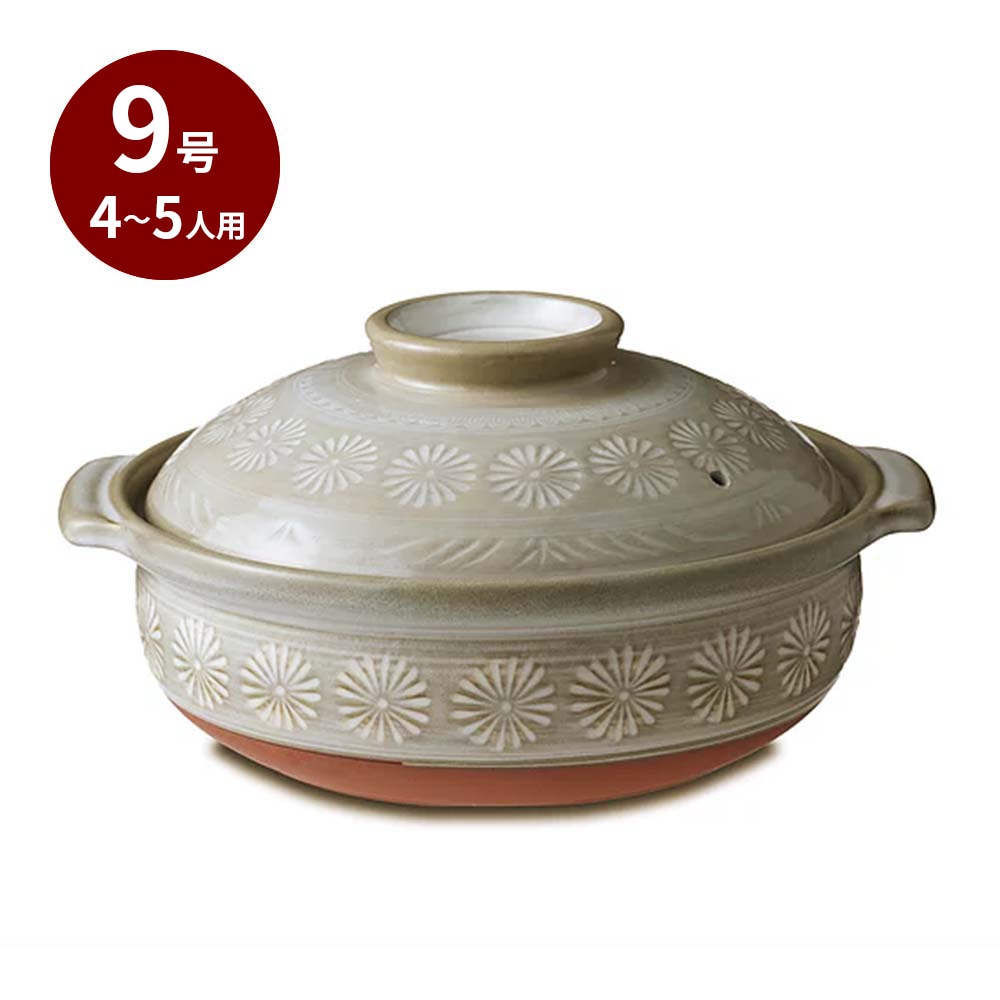 送料無料】銀峯 花三島 9号鍋 土鍋 IH対応 4～5人用 | キッチン・調理