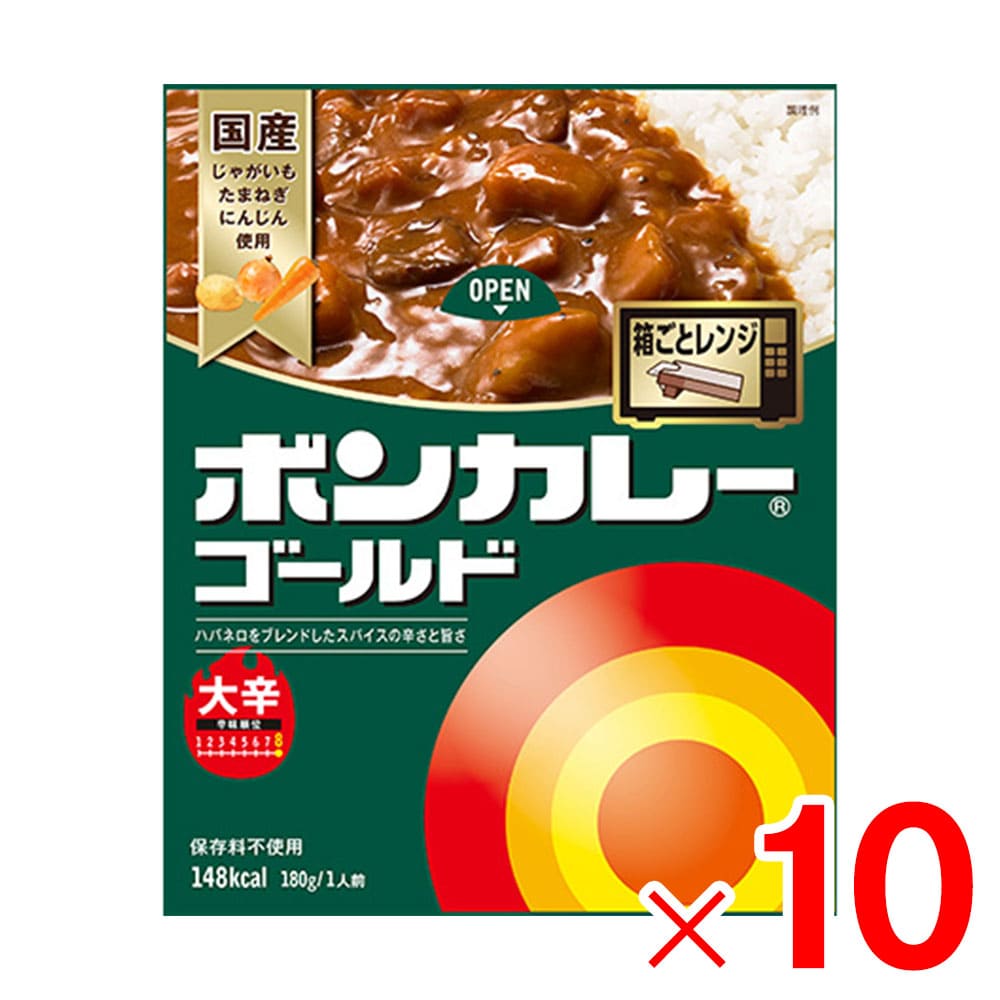 9ボールまで1個口 大塚食品 ボンカレーゴールド 中辛 180g ×10個