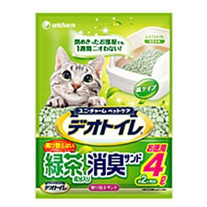 ユニ・チャーム ペットケア 1週間消臭・抗菌デオトイレ 飛散らない緑茶成分入り・消臭サンド 4L