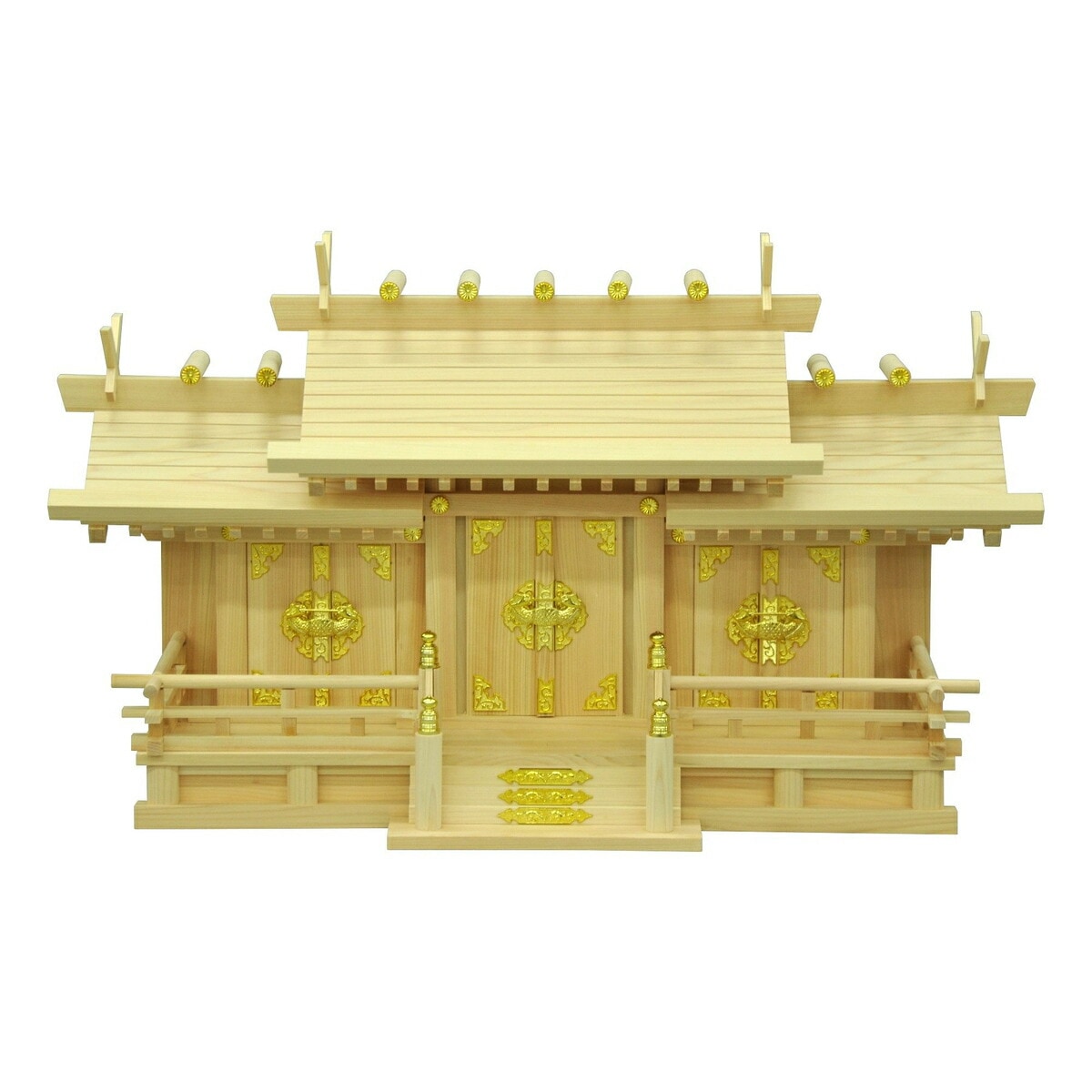 【送料無料】エイ・アイ・エス 国産 お神札が簡単に入る神棚 三社大謙信 NA 【メーカー直送・代引不可・置配不可】