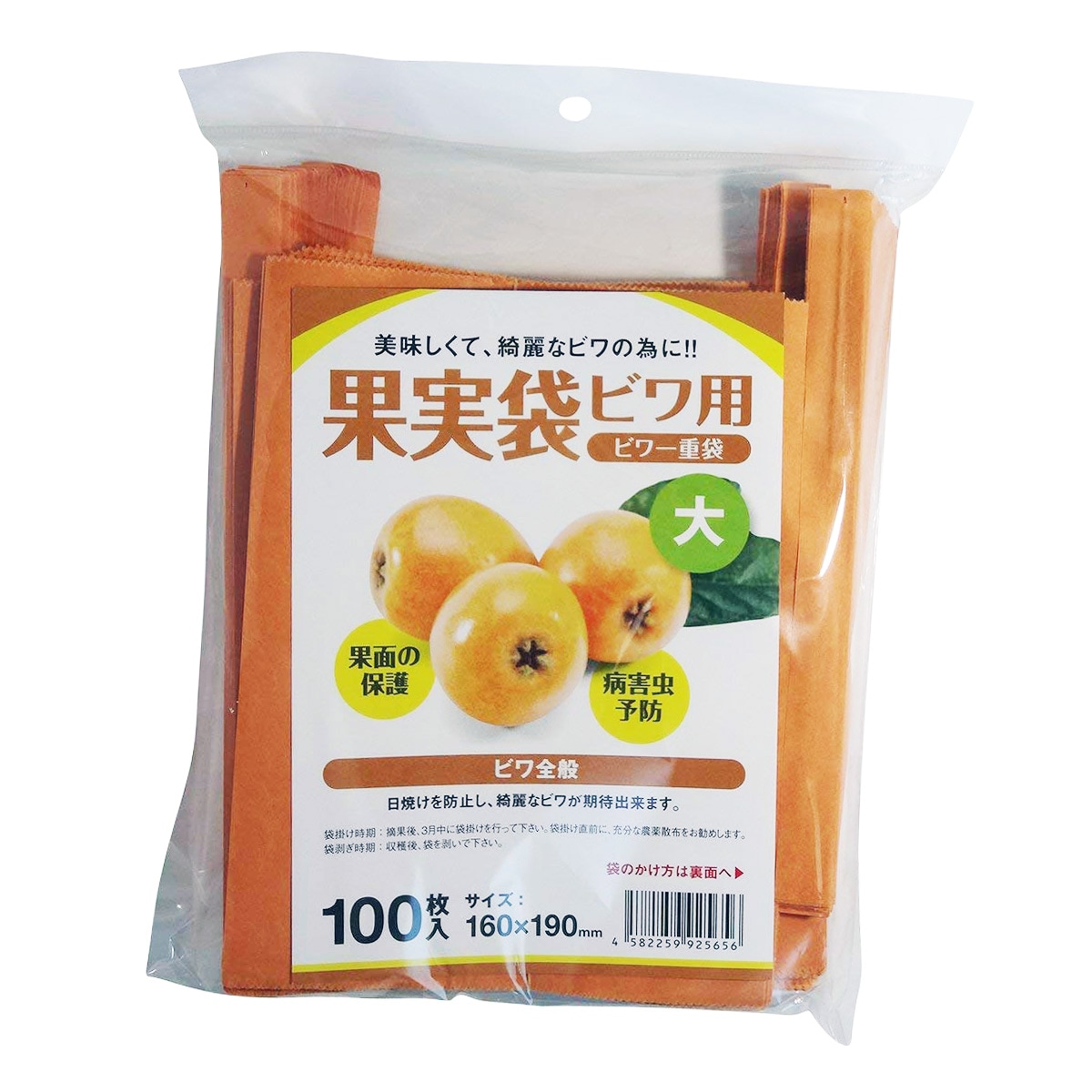 星野 果実袋 びわ一重袋大100枚入りパック
