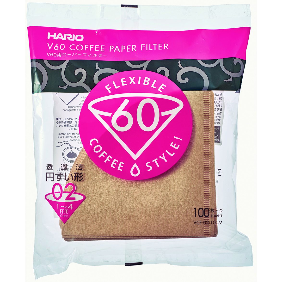HARIO ハリオ V60用 ペーパーフィルターみさらし 1～4杯用 100枚入 VCF02-100M
