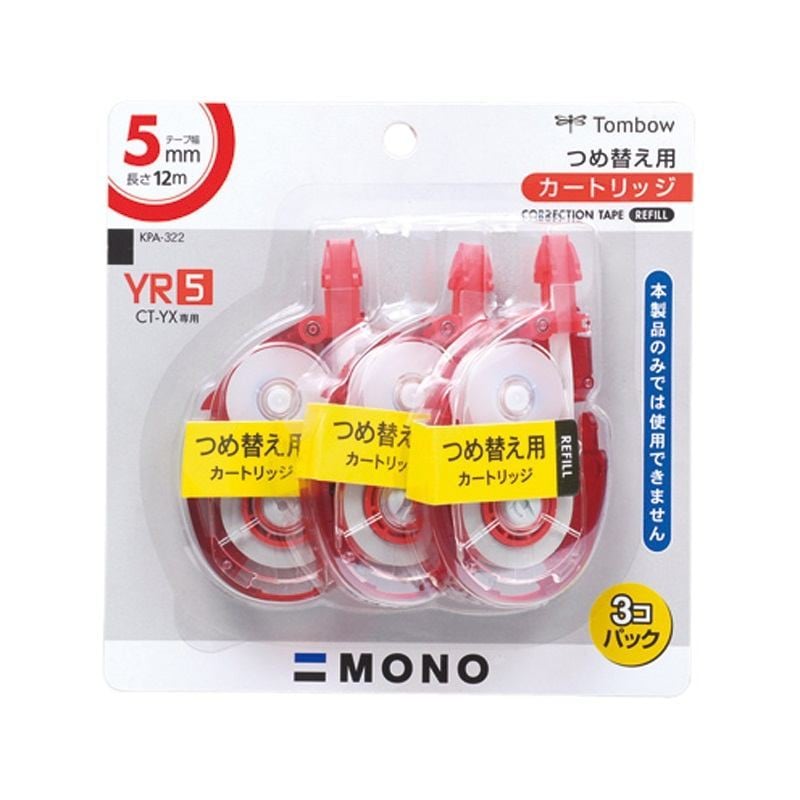 トンボ鉛筆 MONO モノ 修正テープ YXカートリッジ YR5 3個パック KPA-322