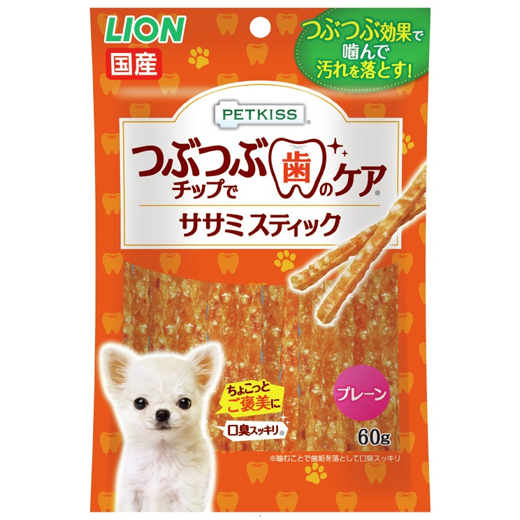 ペットキッス つぶつぶチップで歯のケア ササミスティック プレーン 60ｇ