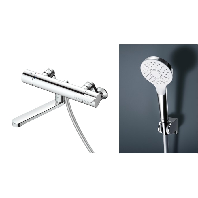 TOTO TBY014型 壁付サーモスタット混合水栓 TOTO 壁付けサーモスタット混合水栓 TBY014型 シャワーヘッド シルバー