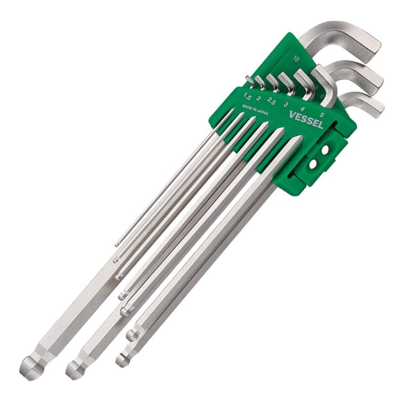 ベッセル 本締めボールポイントレンチ 短軸仕様 スタンダード 9本組 No.8209BP