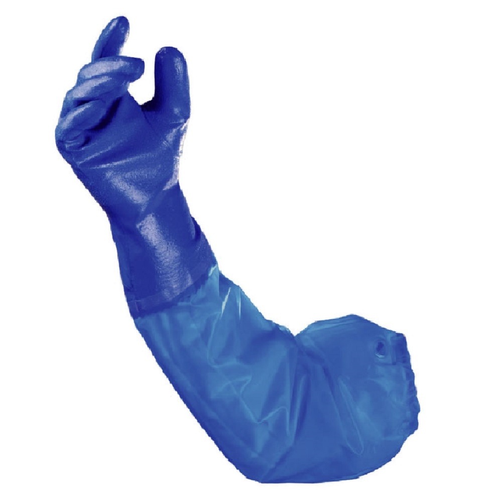 エステー 作業手袋 ニトリルモデル 腕カバー 防水 耐油 ブルー Ll No 660 作業衣料 作業手袋 二トリル手袋 アークランドオンライン