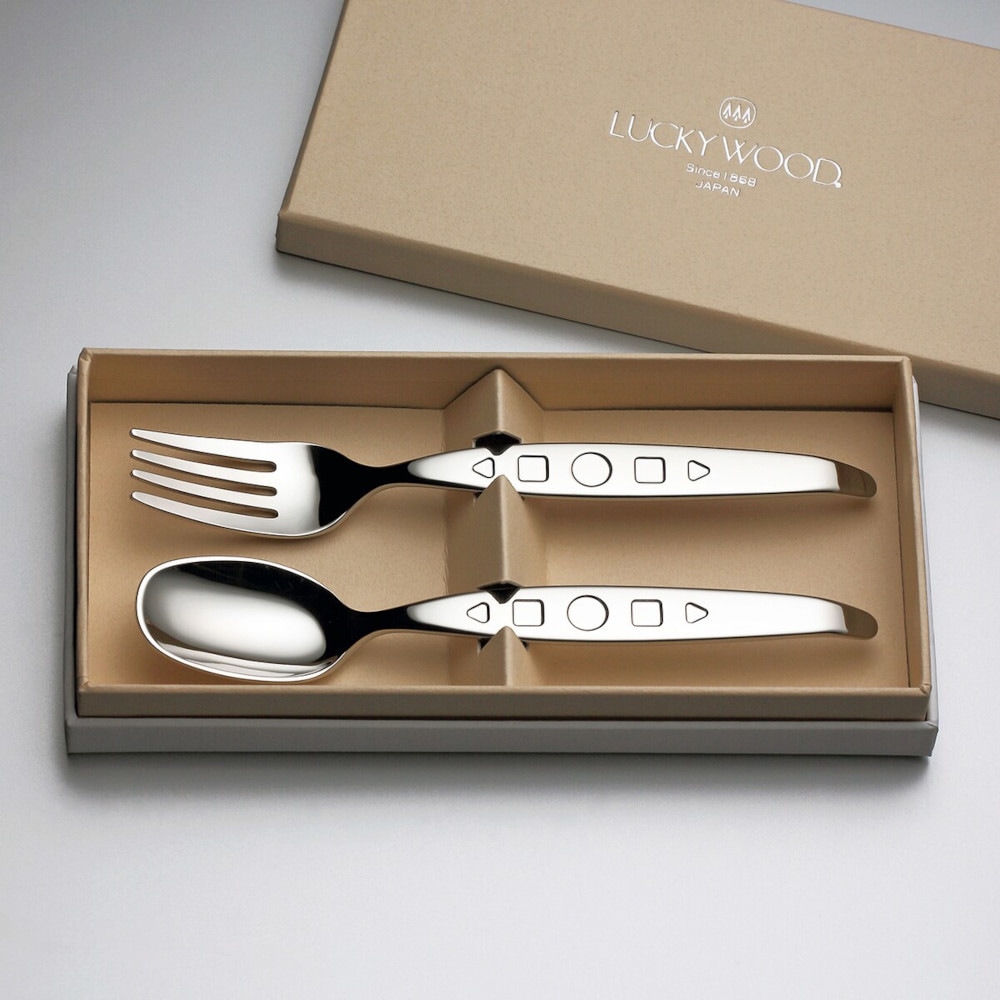 【送料無料】ラッキーウッド カトラリーセット チャイルドセット ステンレス 2pc 5-10902-0105