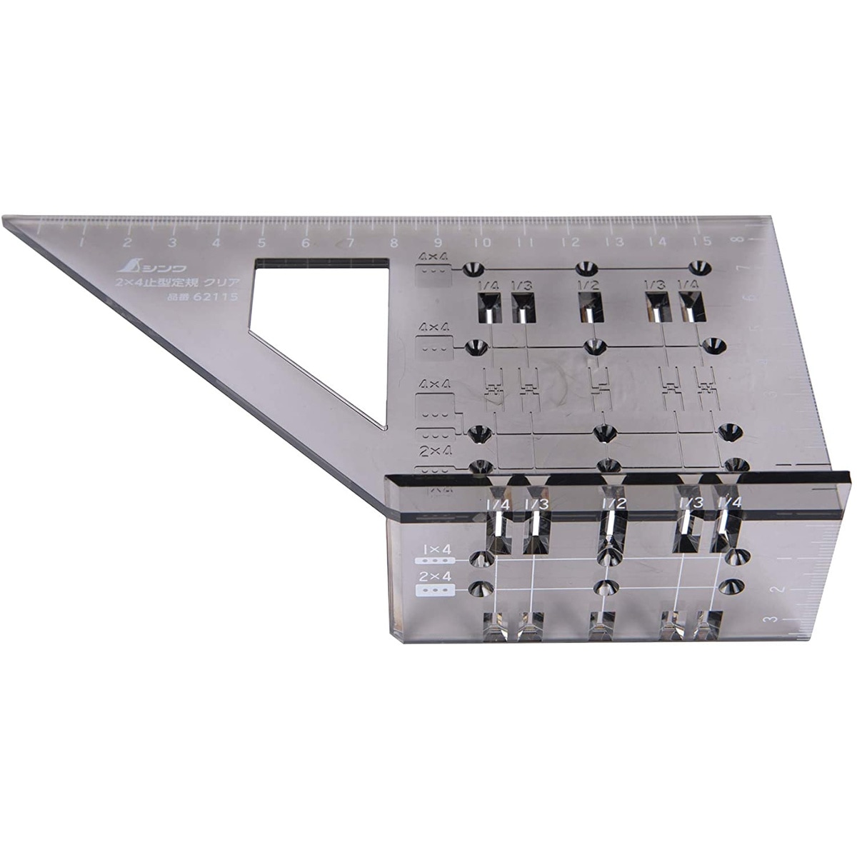 シンワ 2×4 止型定規 クリア 62115