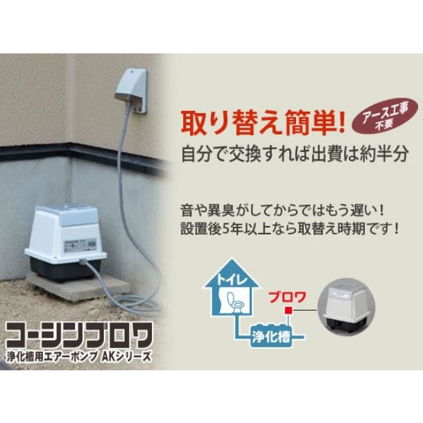 工進 浄化槽用エアーポンプ AK-80 工進 浄化槽ブロアー 80L AK80D エアーポンプ 浄化槽ブロワー 浄化槽