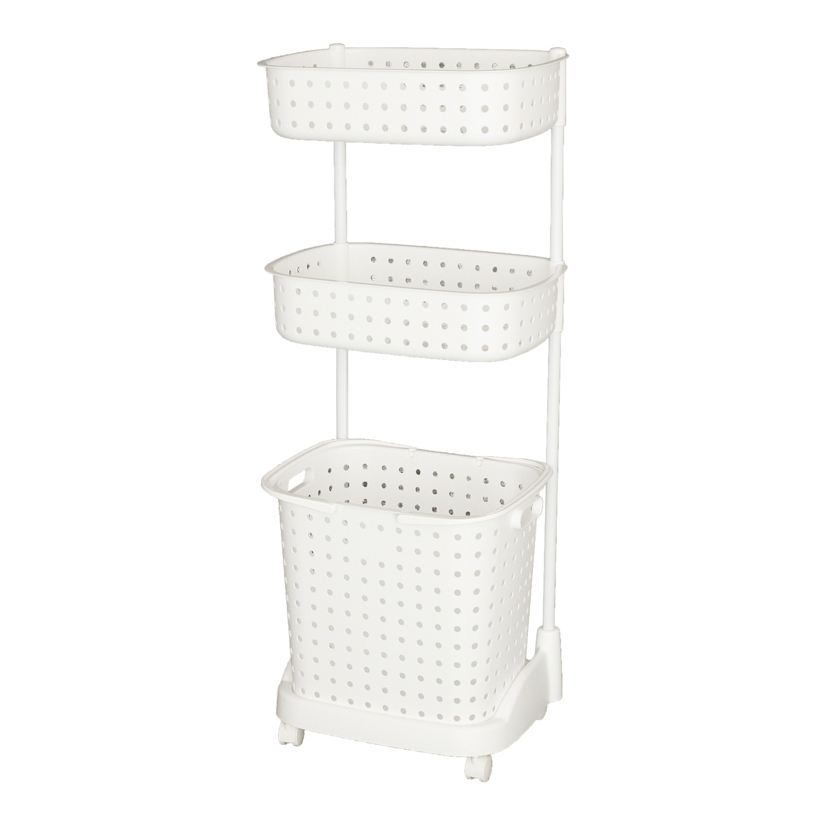 【在庫限り】JEJ レクエア ランドリーバスケット3段 ホワイト