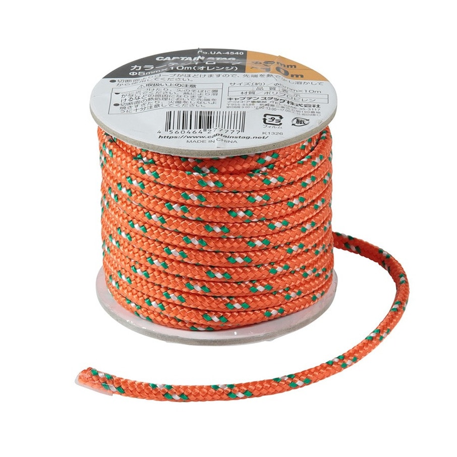 キャプテンスタッグ カラーテントロープ φ5mm×10m オレンジ UA-4540