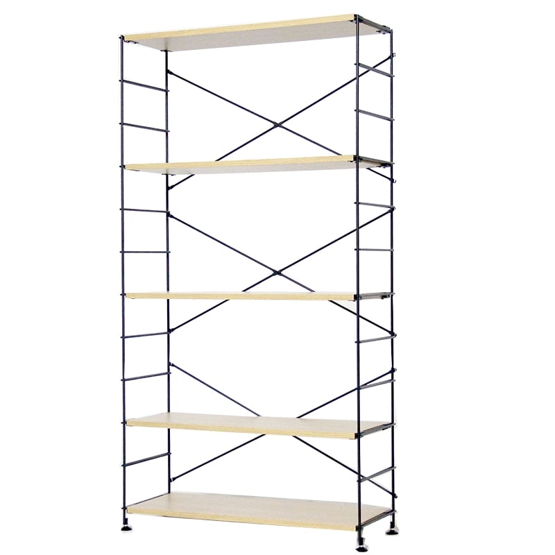 【送料無料】ラック 木目調棚板 ワイヤーウッドシェルフ ワイド棚5段 幅86cm×高さ161cm アークランズ 【大型便・時間指定不可】