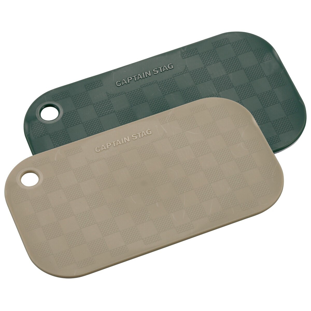 キャプテンスタッグ アルミ角型クッカー用 カッティングボード 2枚組 オリーブ×ベージュ UH-4715