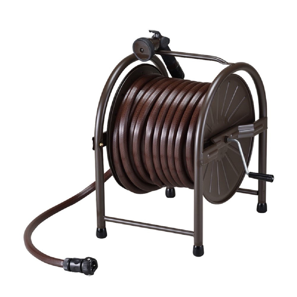 【送料無料】グリーンライフ スチールホースリールセット30m ブラウン HR-L30D BR