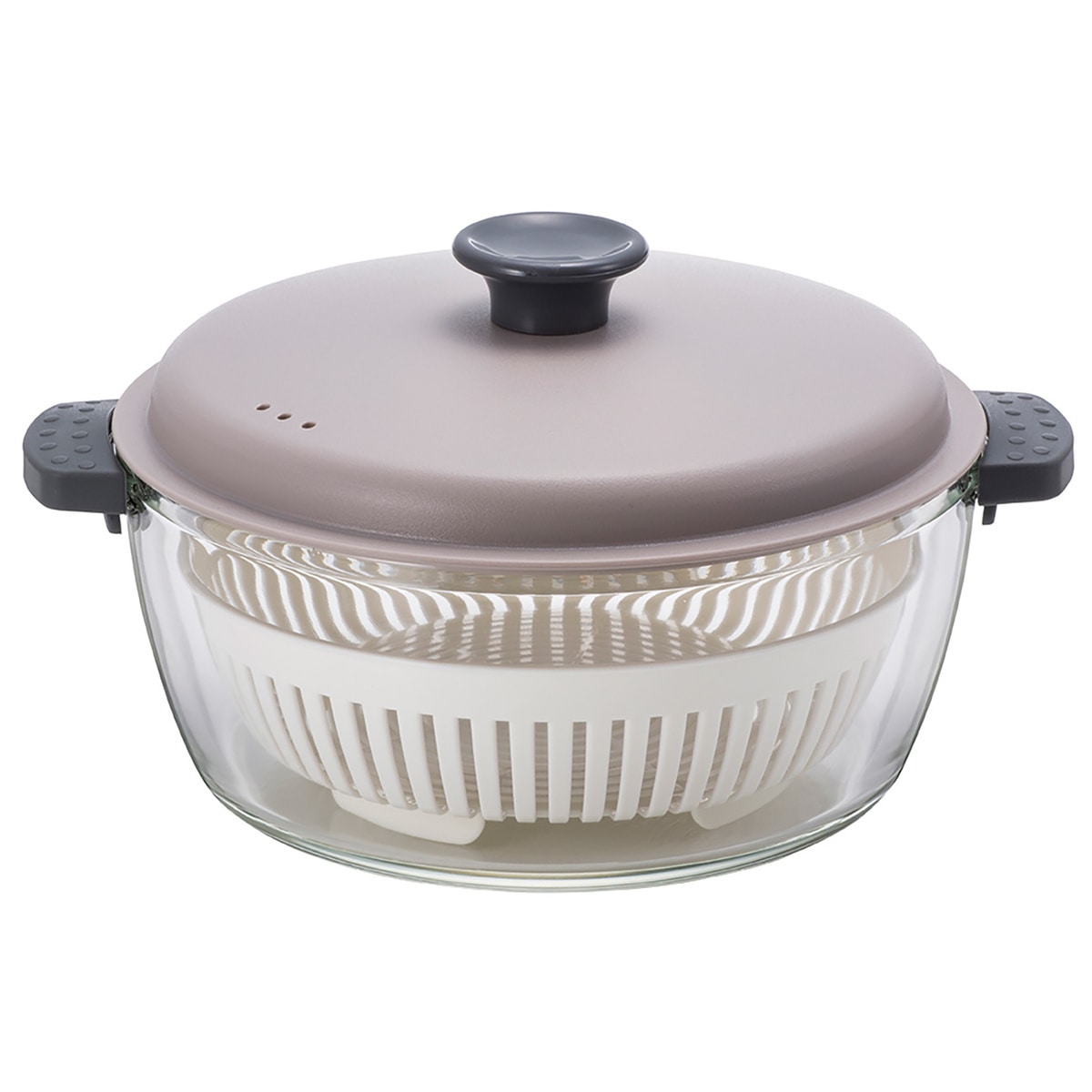 ベストコ 耐熱ガラス調理鍋 電子レンジ＆オーブン対応 2L グレー LLG486