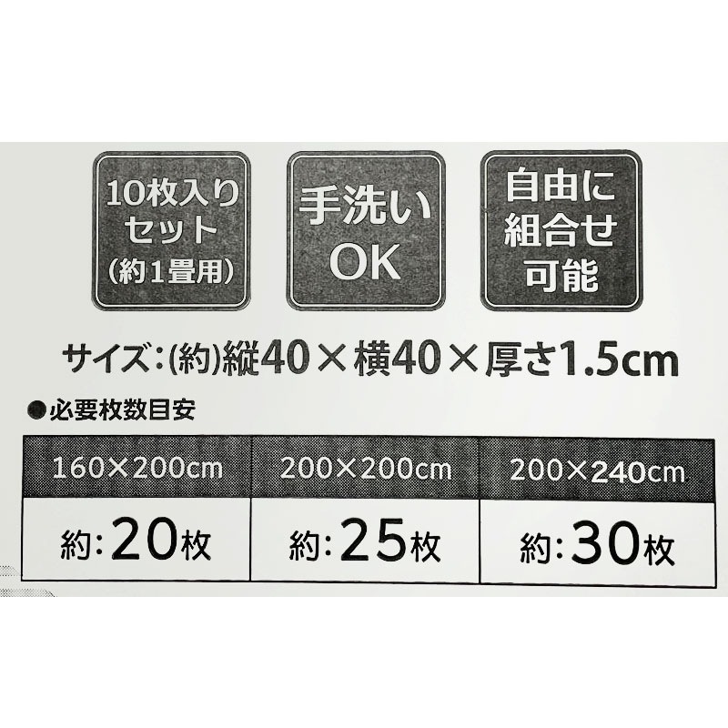 大井町子様サイズ40一枚 送料無料】ズレにくいソフトタイルマット 40×40cm ブルー BL ×10枚