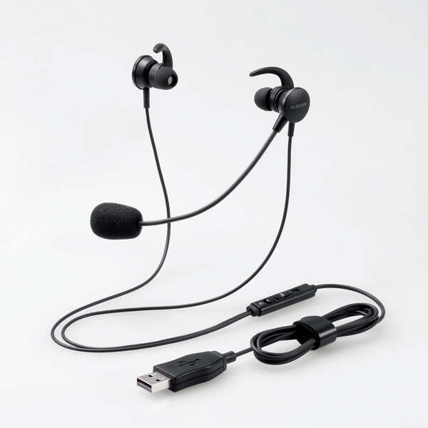 エレコム 両耳耳栓タイプUSBヘッドセット HS-EP15UBK | 家電・照明