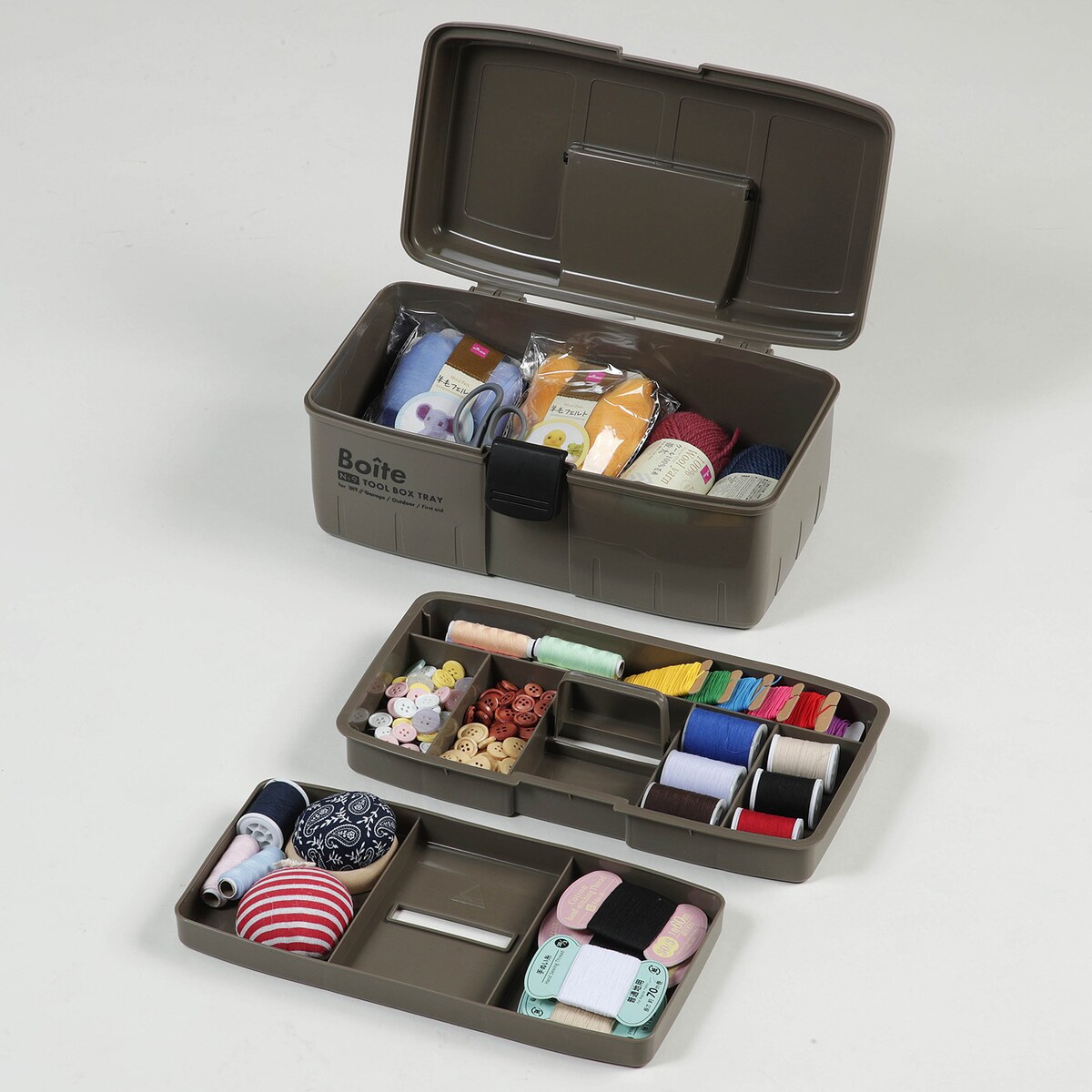 グリーンパル Boiteパーツ ツールボックス 中皿式 ブラウン MA-4024