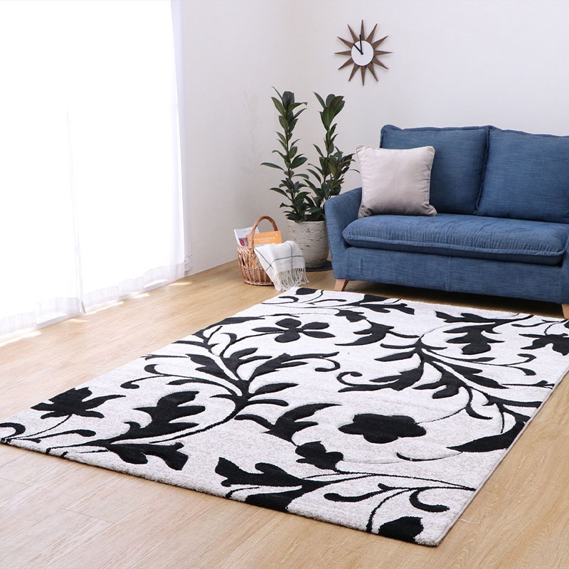 送料無料】トルコ製 ウィルトンラグ ネム 160×230cm ブラック 耐久性の