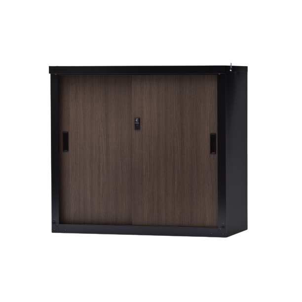 【送料無料】グリーンライフ 小型木目収納庫83 ブラック 幅89×奥行47×高さ83cm HSM-83BK 【メーカー直送・代引不可・置配不可】