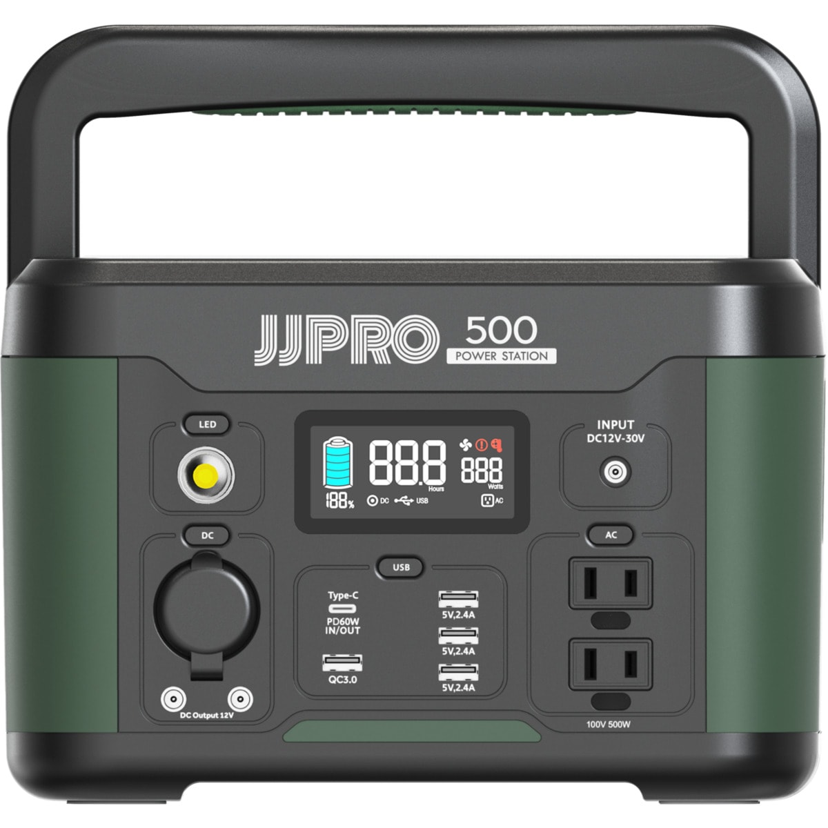 【送料無料】JJPRO ポータブル電源500 JP01-PB1-500 【メーカー直送・代引不可・置配不可・配送地域限定】
