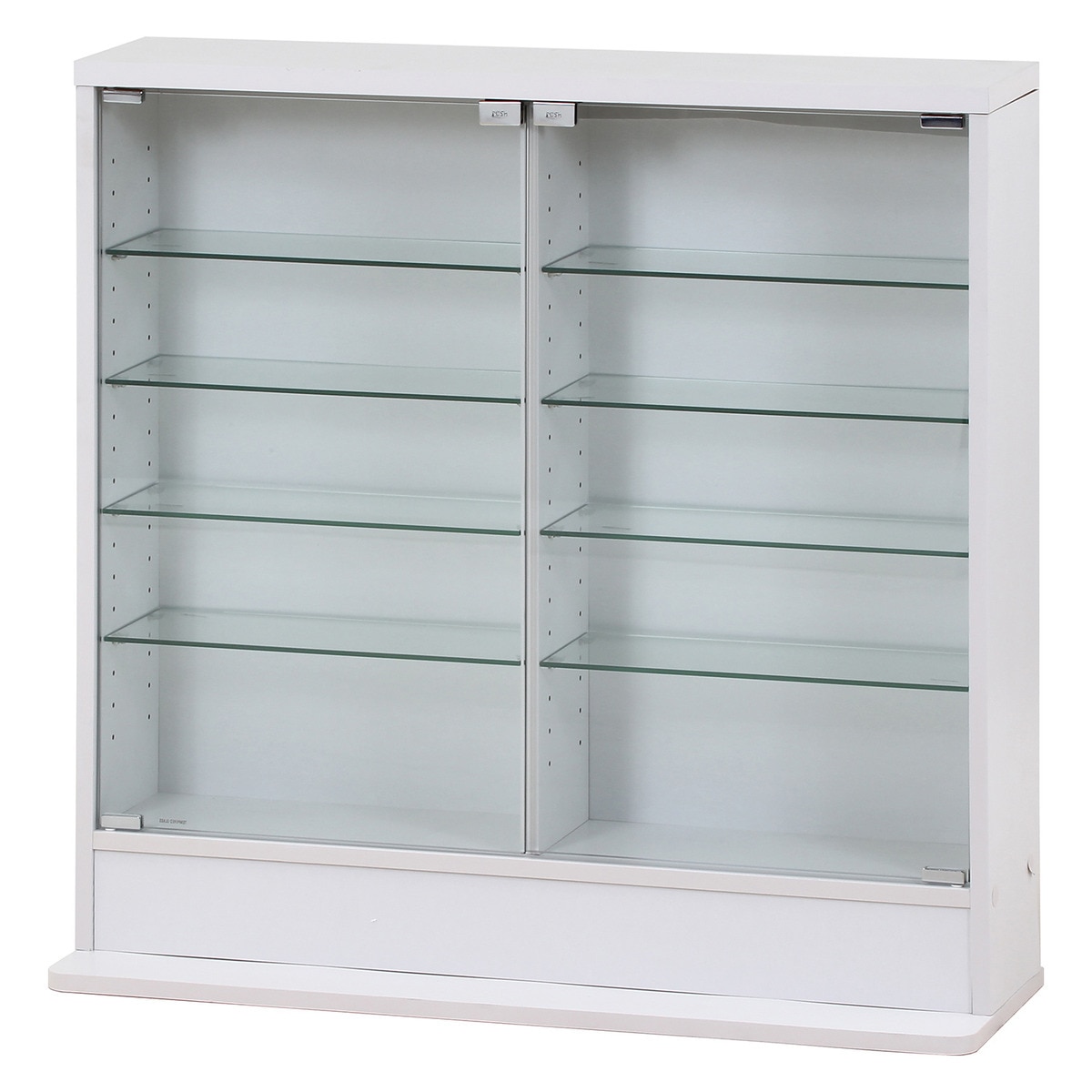 【送料無料】欠品中 次回4月中旬予定 不二貿易 ガラスコレクションケース ロータイプ 浅型 ホワイト 【メーカー直送・代引不可・置配不可・配送地域限定】