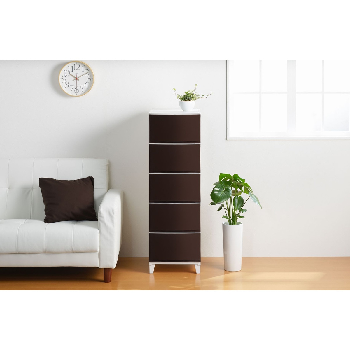 送料無料】サンカ ルームスシェード 収納ケース 5段 ブラウン RSD