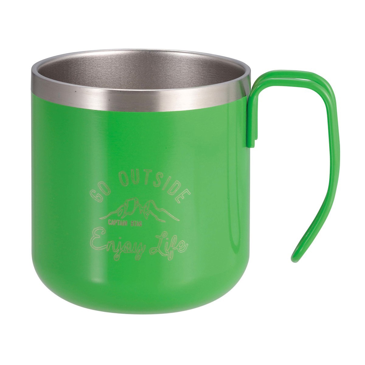 キャプテンスタッグ モンテ ダブルステンレスマグカップ300ml グリーン UE-3582