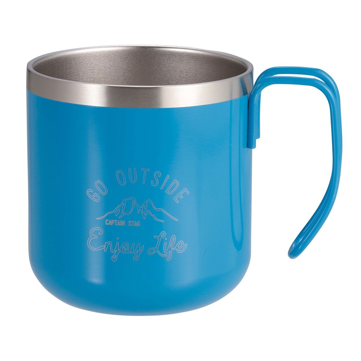 キャプテンスタッグ モンテ ダブルステンレスマグカップ300ml ブルー UE-3584