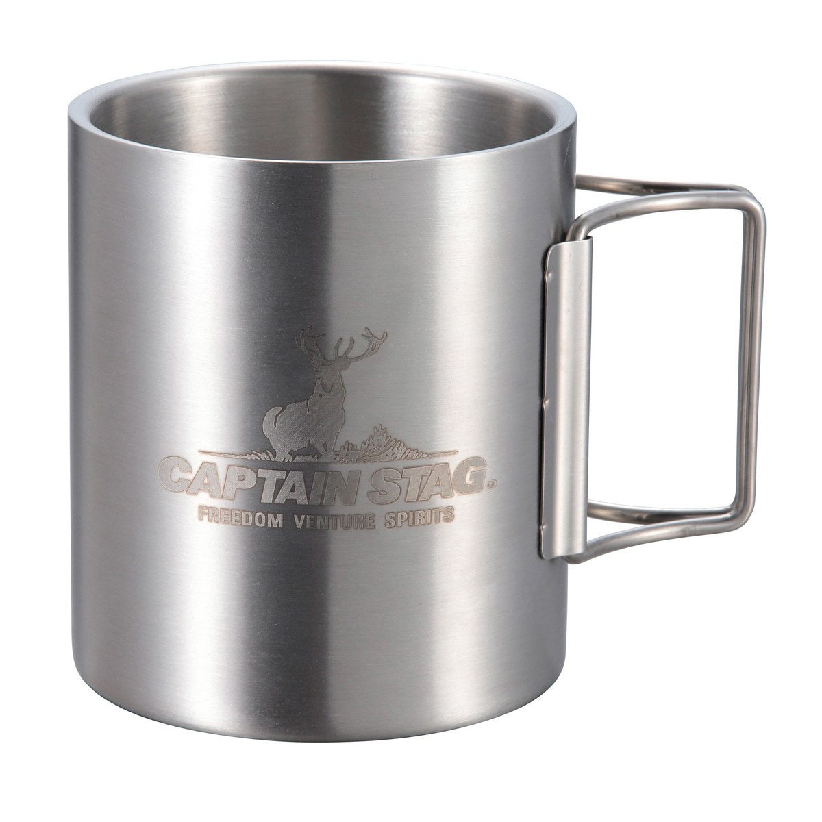 キャプテンスタッグ NEWフリーダム ダブルステンマグカップ350ml 折りたたみハンドル UH-2019