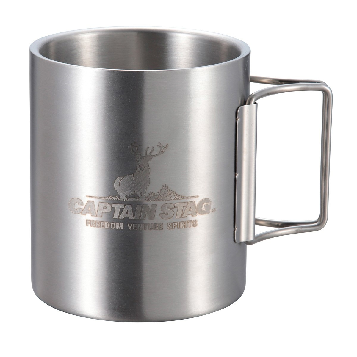 キャプテンスタッグ NEWフリーダム ダブルステンマグカップ350ml 折りたたみハンドル UH-2019