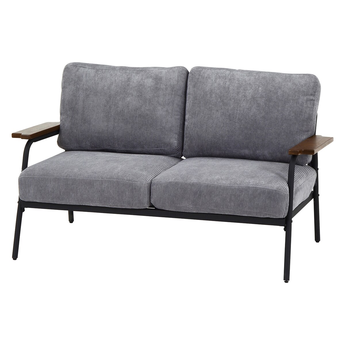 【送料無料】欠品中 次回4月中旬予定 不二貿易 アイアンアーム コーデュロイソファ2P カローチェ GY FB-GHA-73 【メーカー直送・代引不可・置配不可・配送地域限定】