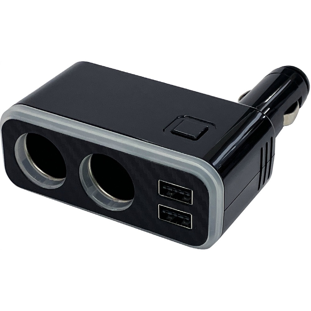 カシムラ 2連ダイレクトソケット USB2ポート4.8A レインボーライト付き KX-235