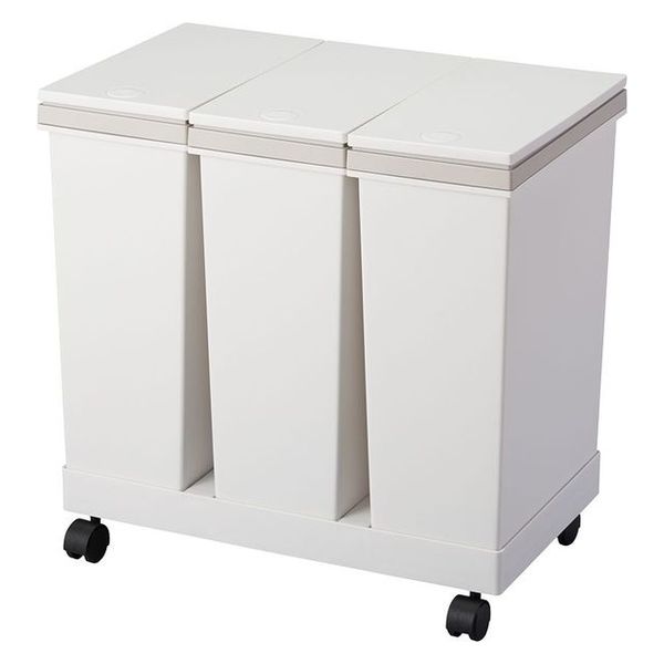 【送料無料】アスベル 横型3分別ワゴン 60L ホワイト