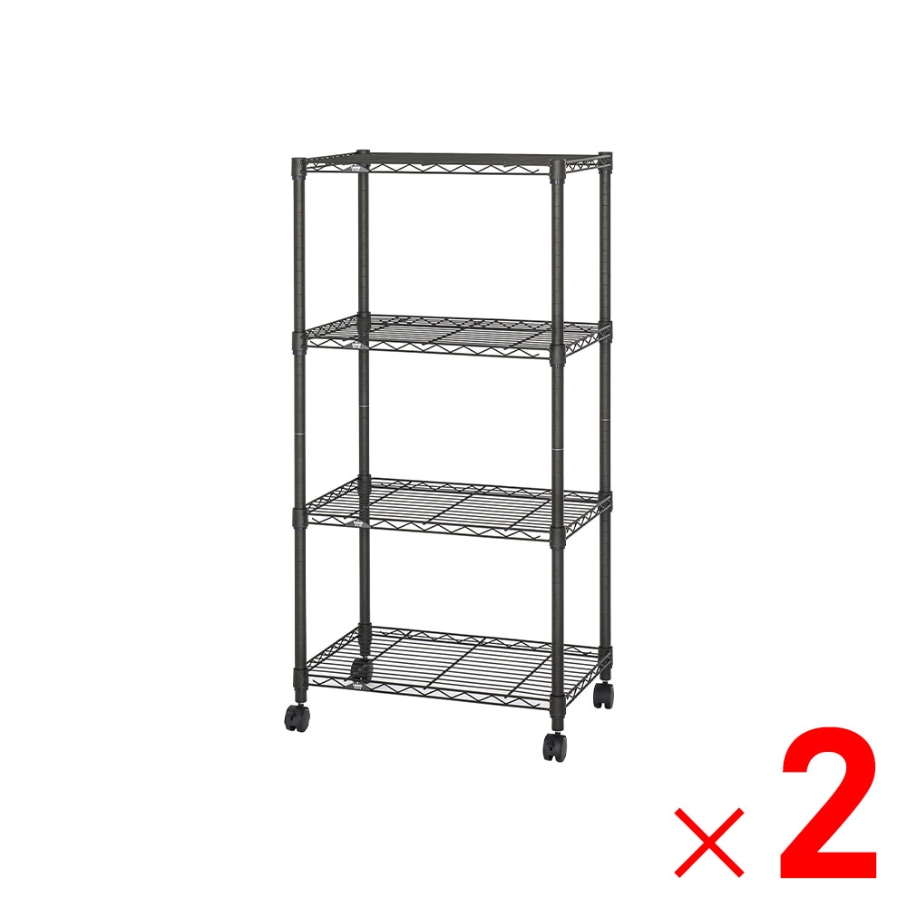 【送料無料】ルミナスノワール フリーラック 黒 4段 幅61×奥行41×高さ125.5cm NO6012-4 ×2台 セット販売 【メーカー直送・代引不可・置配不可】