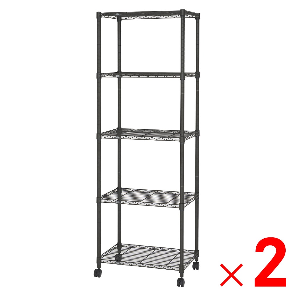 【送料無料】ルミナスノワール フリーラック 黒 5段 幅61×奥行41×高さ178.5cm NO6018-5×2台 セット販売 【メーカー直送・代引不可・置配不可】