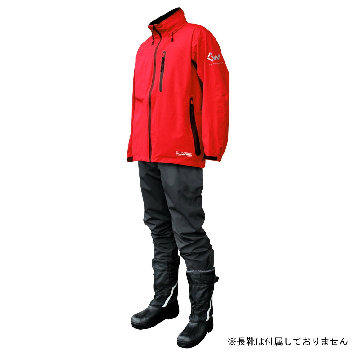 【送料無料】カヴァーワーク レインウェア ストレッチ Lサイズ レッド アクロスレイン 雨具 上下 AG-8000