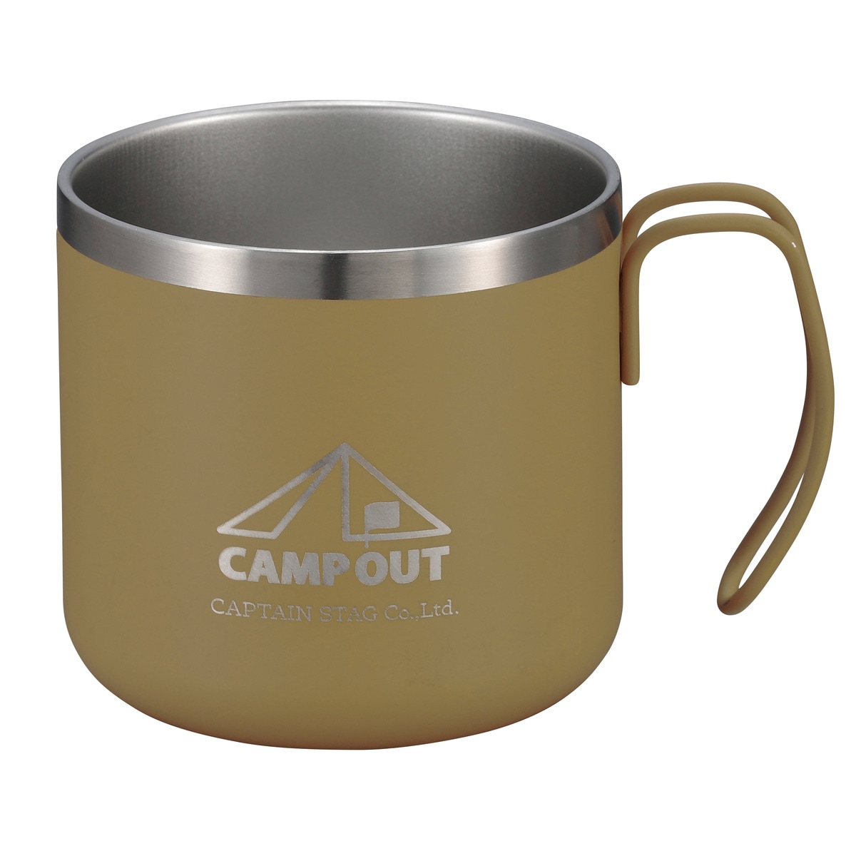キャプテンスタッグ キャンプアウト ダブルステンレスマグカップ350 タン UE-3572