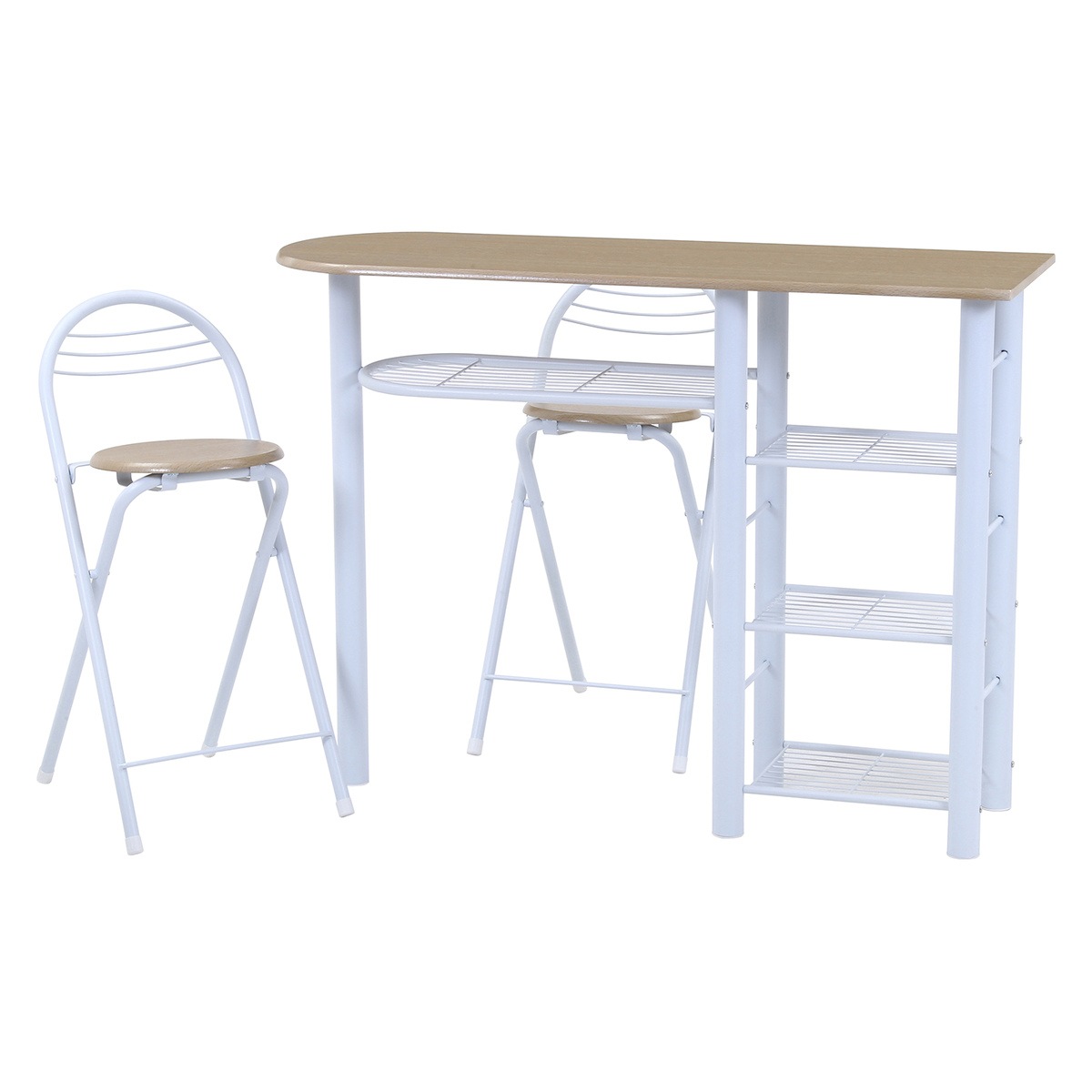 送料無料】不二貿易 カウンターテーブルチェアセット3点WH 95246
